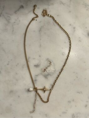 Bracha twilight Gold Star Pendant Layered Necklace with Pearl and Crystal Accent